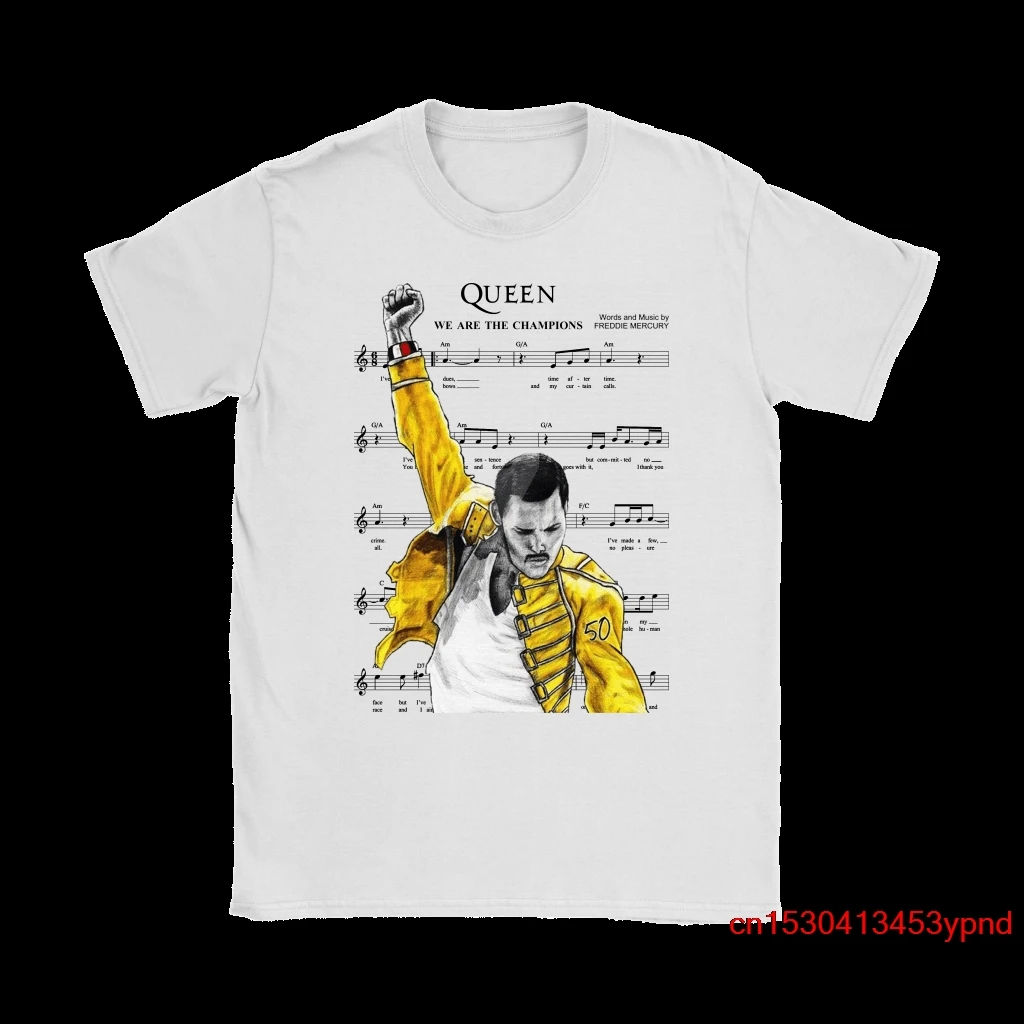

We Are The Champions Queen Freddie Mercury Music Sheet Shirts man's t-shirt queen tee