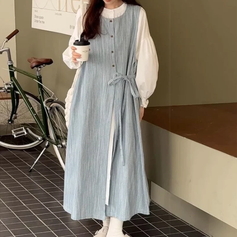 Винтажное элегантное милое синее платье-чехол в полоску стиле девушки Мори и