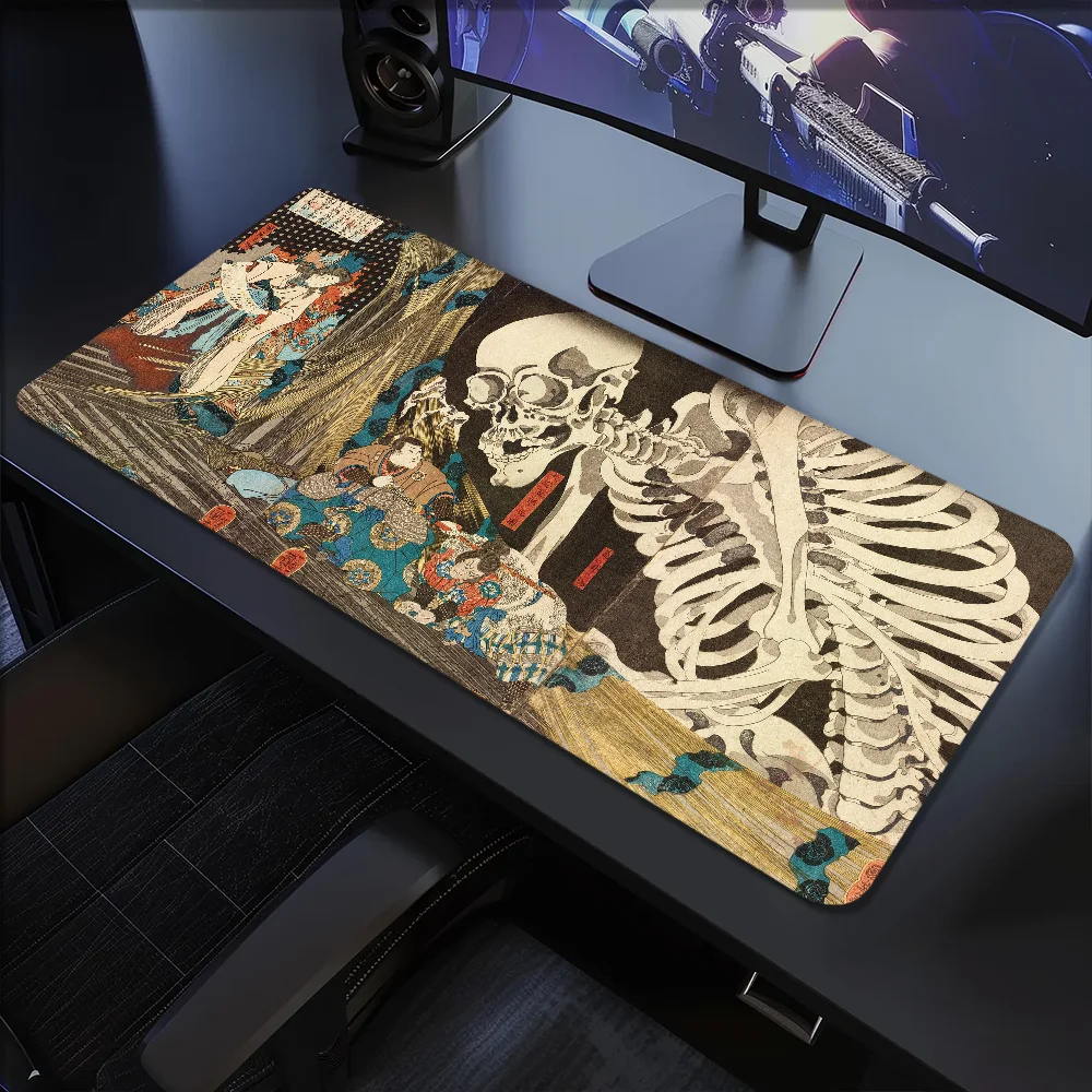 Фото Коврик для мыши Skeleton Spectre, большой настольный коврик, клавиатура, эргономичный офисный резиновый коврик для ПК, нескользящий, с защитой от брызг, домашний на заказ №2
