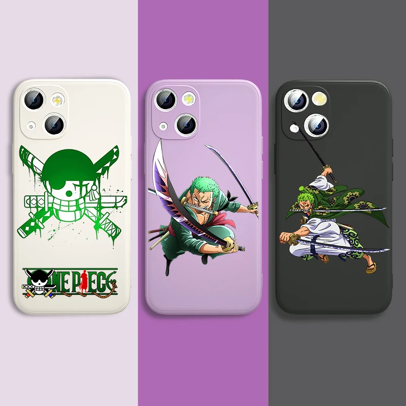 

Liquid Silicone Soft Cover Zoro One Piece For Apple IPhone 13 12 Mini 11 Pro XS MAX XR X 8 7 6S SE Plus Phone Case Coque