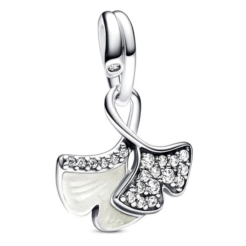 

Original Sparkling Double Gingko Leaves Dangle Bead Charm Fit Pandora 925 Sterling Silver Bracelet Bangle Diy Jewelry