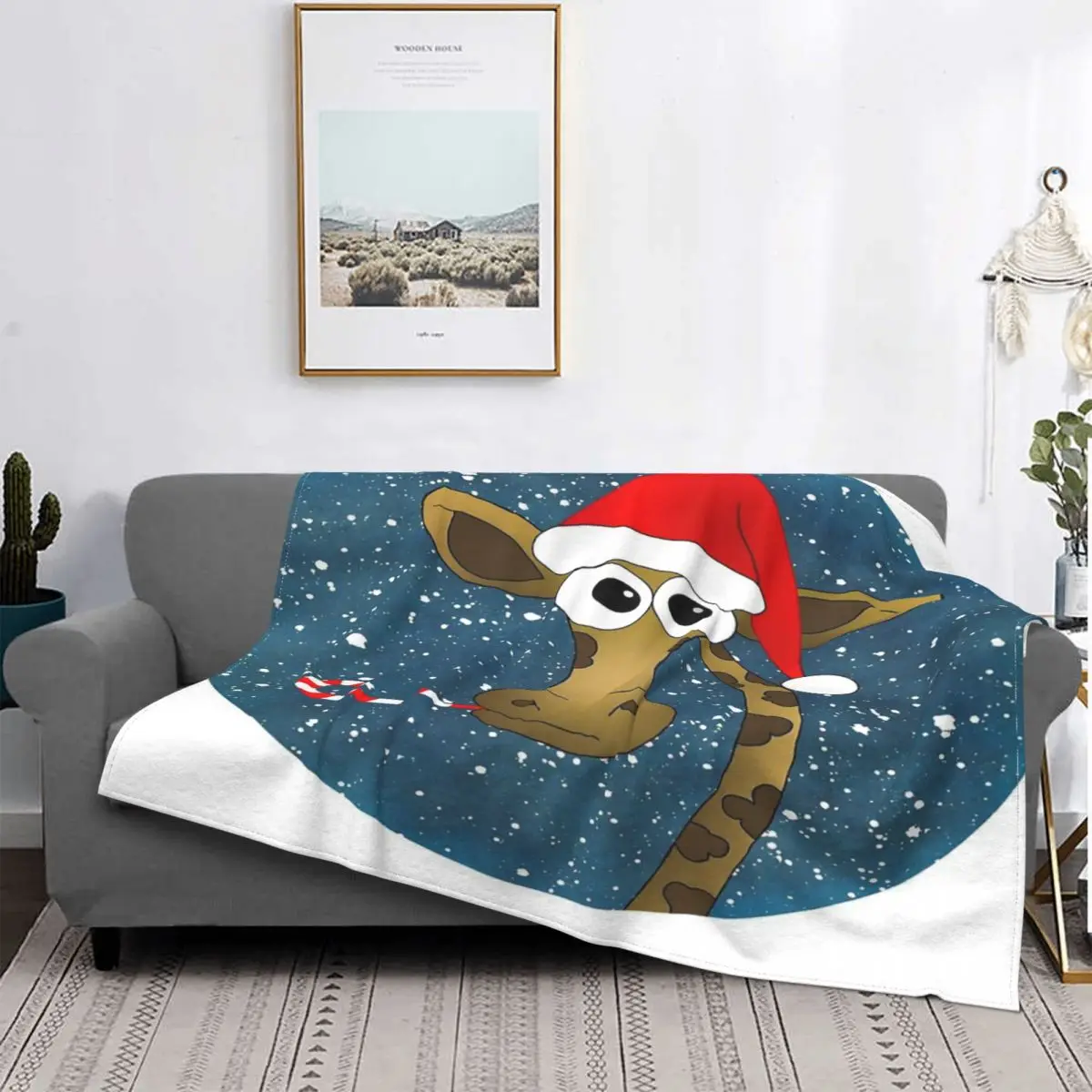 

Manta navideña de jirafa para bebé, colcha de Goofy con bastón de caramelo, alfombra a cuadros para cama y sofá