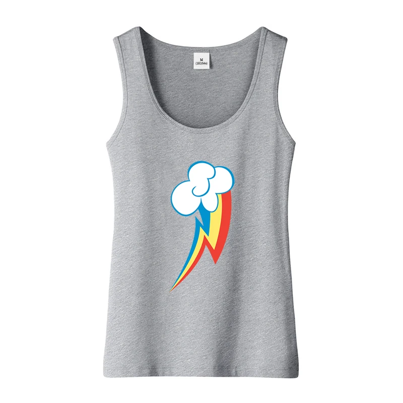 Фото Длинная майка Rainbow Dash Cutie, женский тонкий креативный топ с графическим рисунком, жилет №3