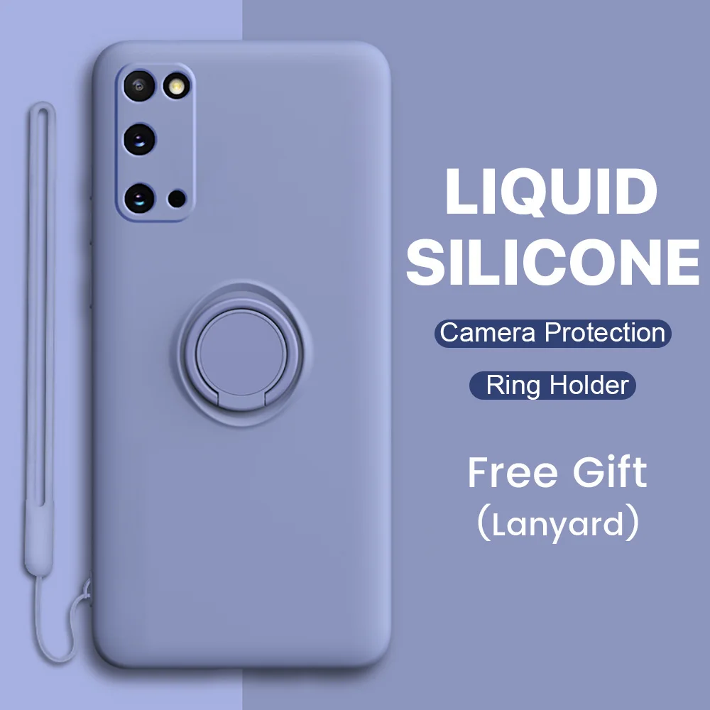 

Чехол из жидкого силикона для samsung Galaxy S20 Plus, ультрароскошный мягкий тонкий защитный чехол с кольцом для объектива S20plus S20ultra