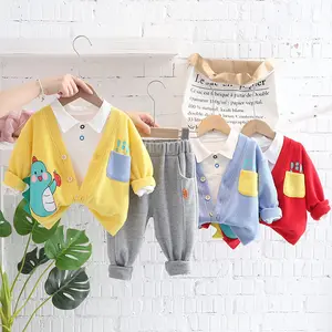 Autumn Children Clothes Baby Boys Cartoon Dinosaur Hoodies Jacket T Shirt Pants 3Pcs/Set Kids Infant Clothing Toddler Sportswear