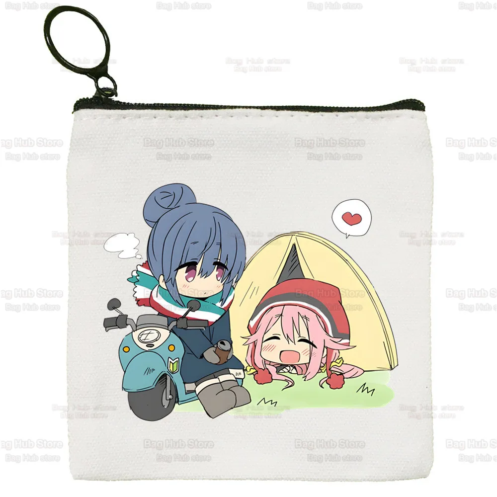 Yuru Camp Canvas Coin Purse Anime Canvas Bag Small Square Bag Nadeshiko Key Bag Storage Bag Card Bag Cartoon Coin Bag