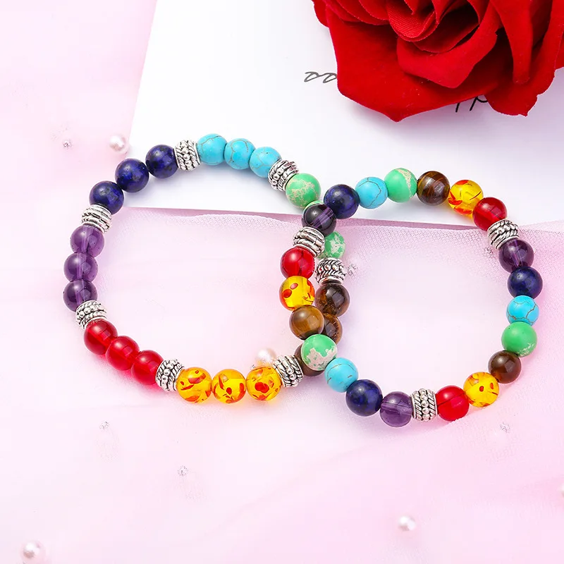 

Chakra Choker Bracelet Bijoux Crystal Jewelry Amulet 7 Chakra Gem Stone Beads Pendant Healing Yoga Healing Balancing Amulet