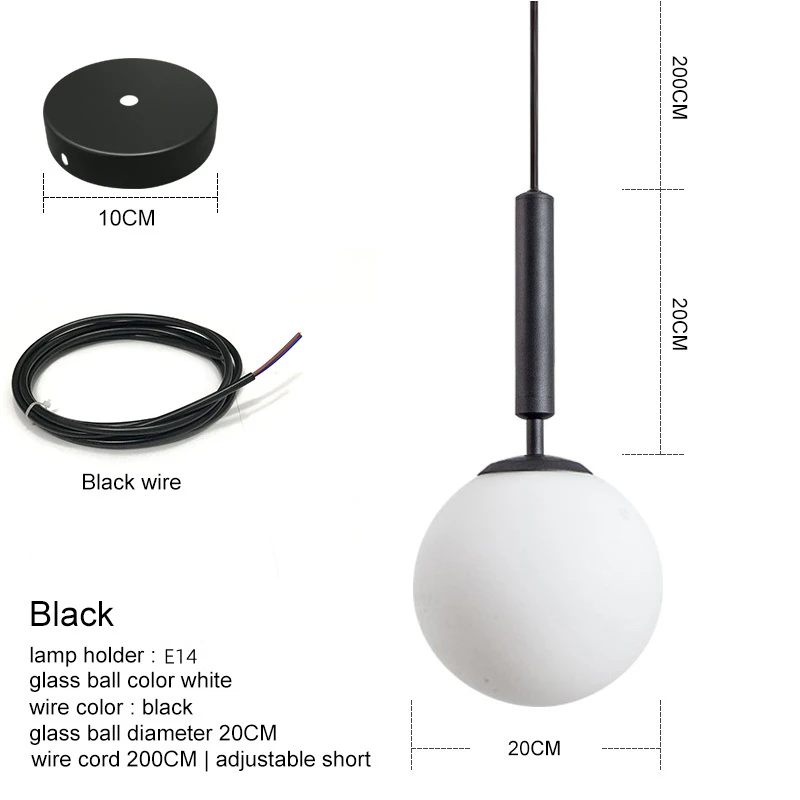 

Подвесной светильник QINGYUNKE черный молочный шар