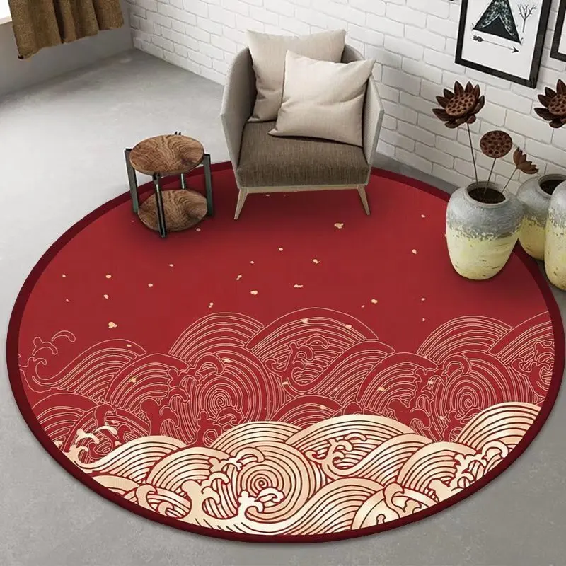 

One-Year-Old Catch Week Blanket Children'S Room Carpet Round Cute Home Bedroom Living Room Carpet Red New Light Luxury Floor Mat