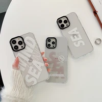 luxury fashion brand sea letter logo transparent phone case for iphone 11 12 13 pro xs max x xr 7 8 puls shockproof soft cover