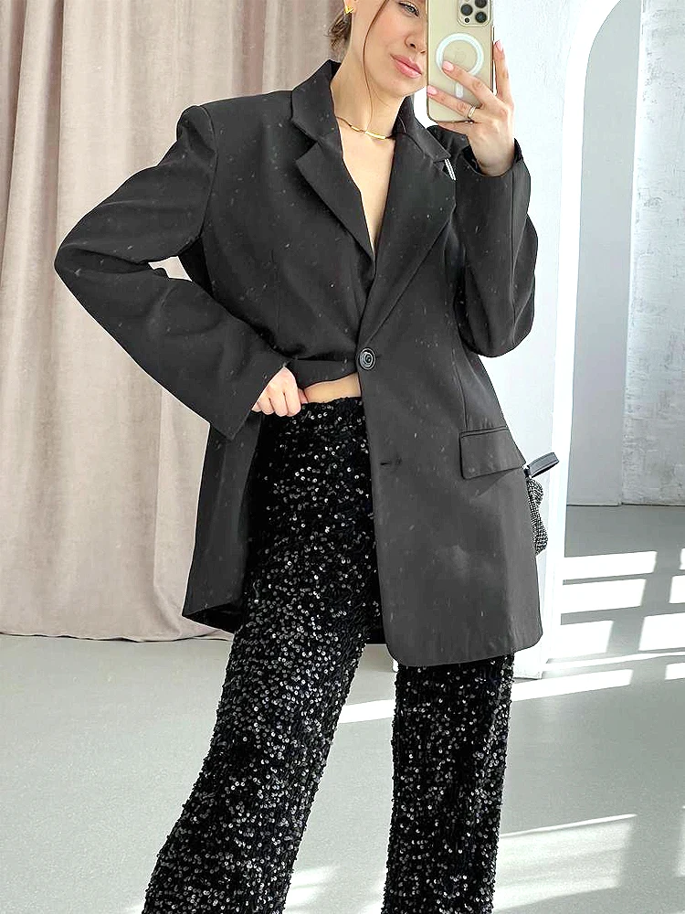

High quality Women's Fashion Trendy Sparkling Gold Pants Relaxation of Tall Waist Wide-legged Pants Women's South Korean Style