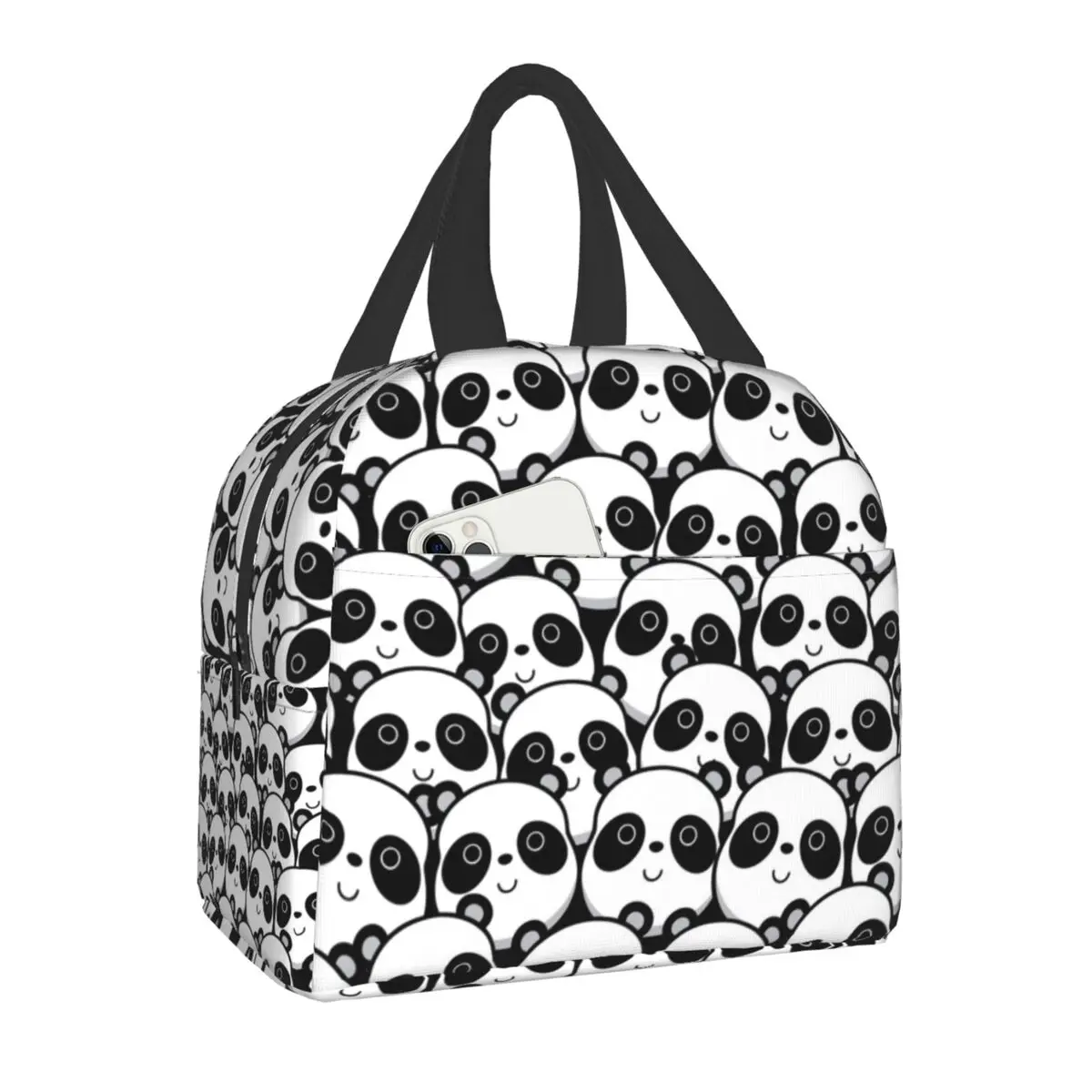 Cartoon Panda Bear Thermal Insulated Lunch Bag Women Portable Cooler Warm Lunch Tote for School Storage Food Box