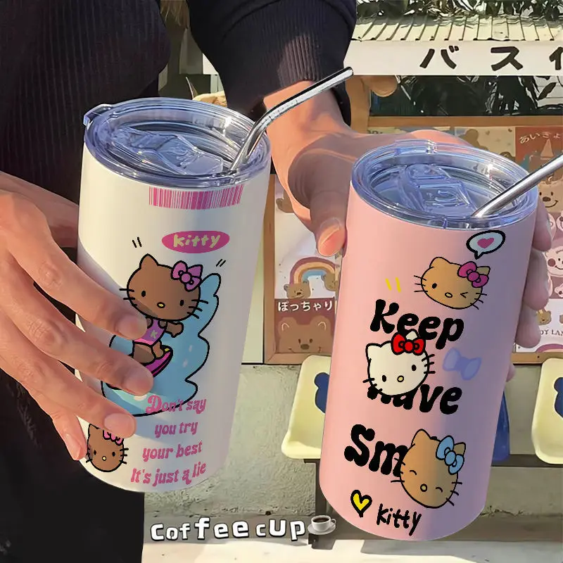 Straw Cup Portable Reusable Ice Coffee Mug Office Travel Water Bottle