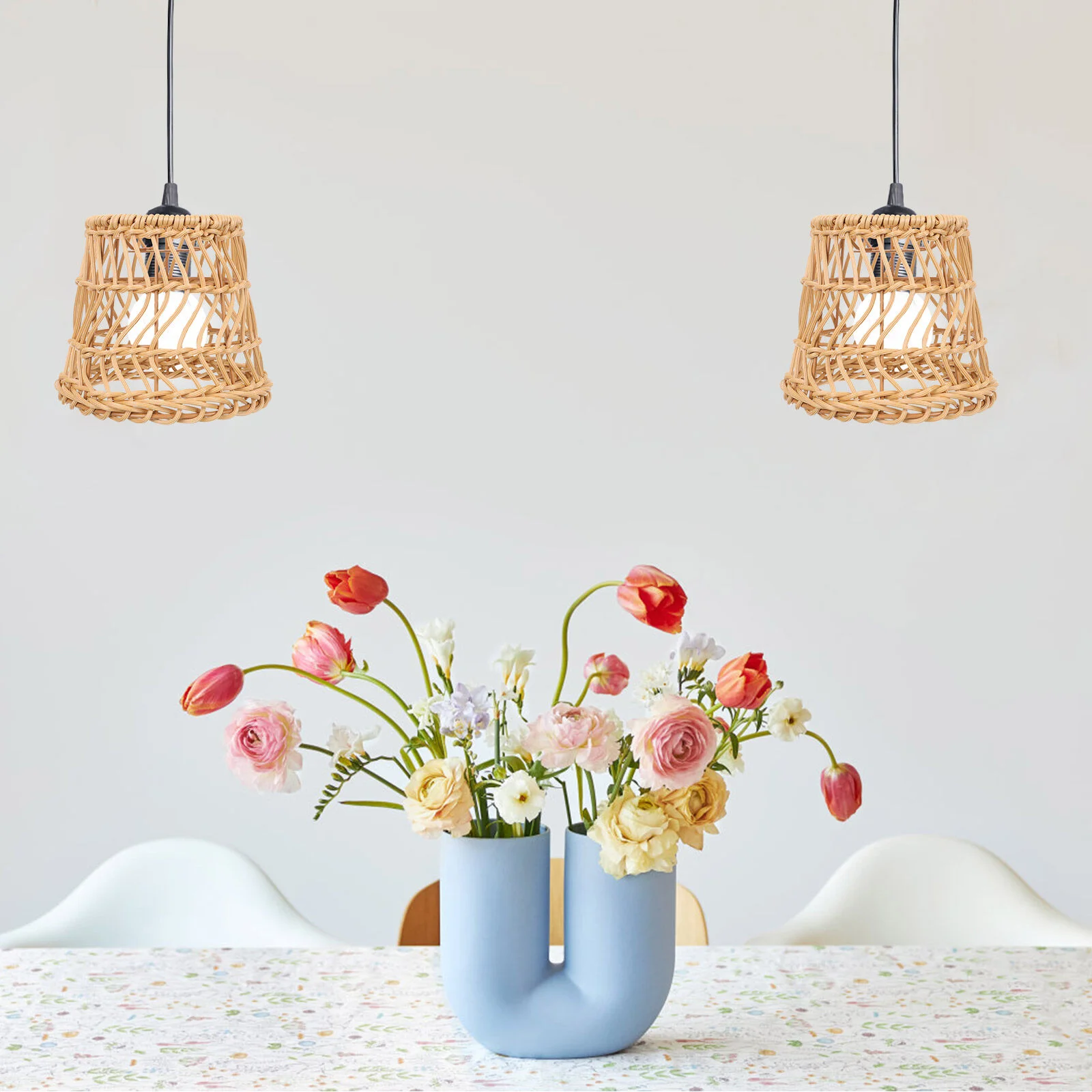 

Rattan Lamp Woven Cover Lampshade Pendant Exquisite Decorative Lights Pastoral Style Lighting Hanging Shades Restaurant