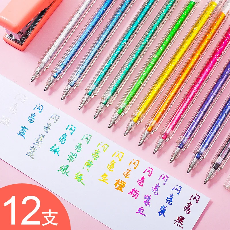 Kaba Glitter Gel Pen Color Metal Multicolor Highlighter Student Marker Set