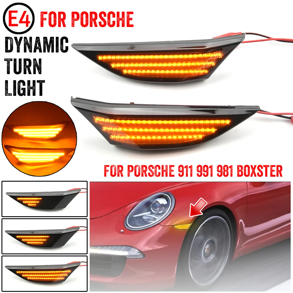 2 шт. для Porsche 991 Carrera S 4 4S GTS Turbo Cayman Boxster 981 718 динамический фонарь поворота боковой