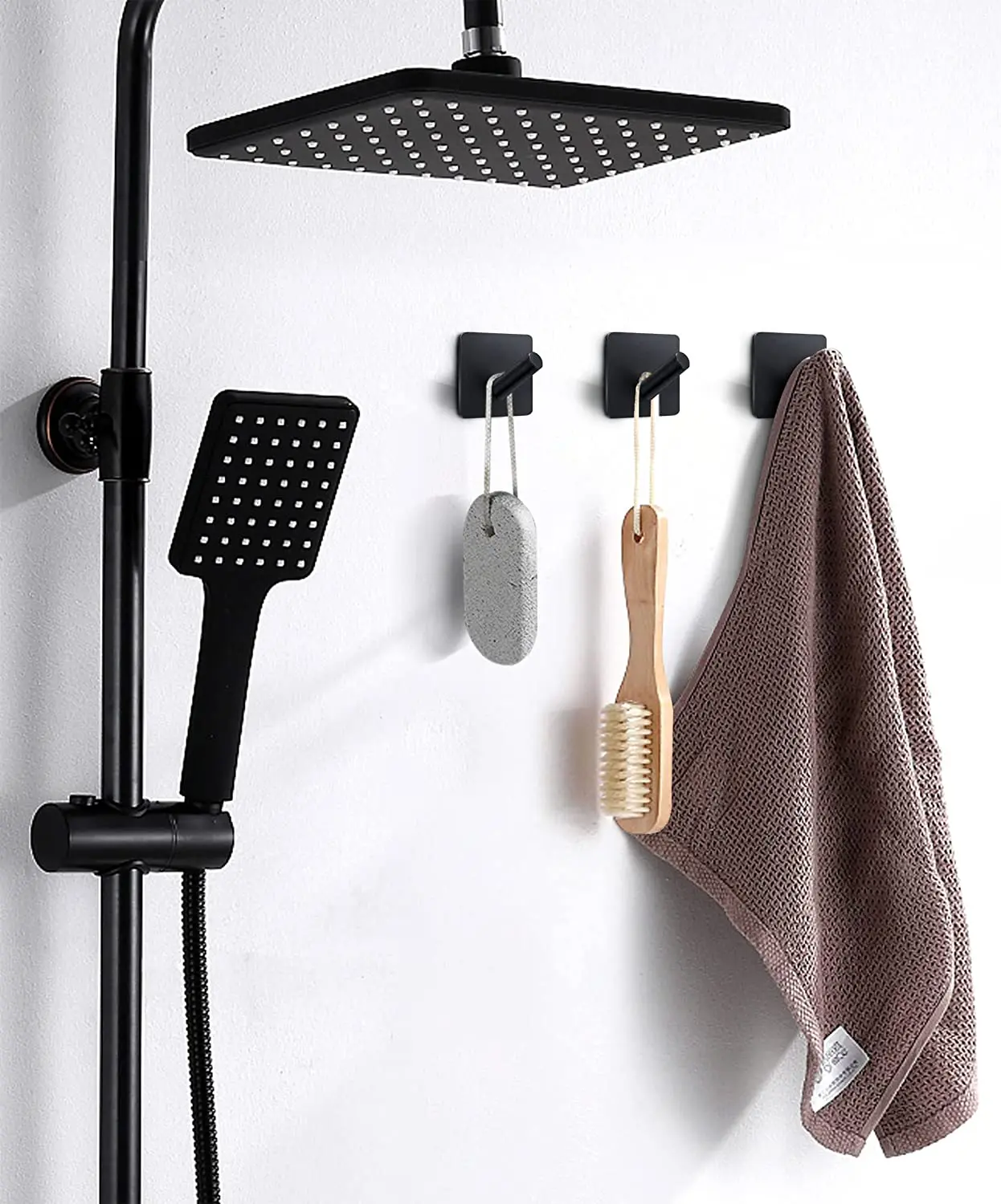 

4.5CM Square Bath Towel Non-Punching Adhesive Bathrooms Towel Holders Adhesive Wall Hooks for Bathrooms Stainless Steel Matte