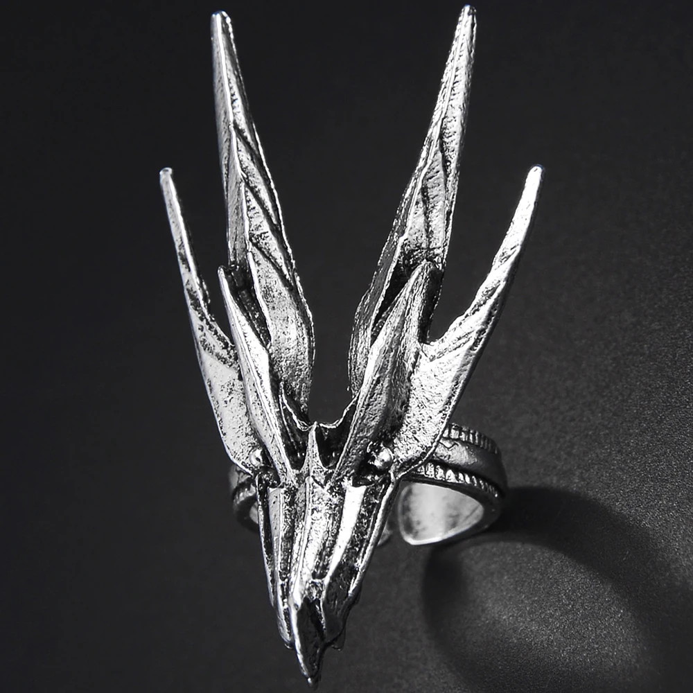 

MeMolissa Domineering Punk Silver Color Vintage Gothic Ancient Dragon Men Women Opening Ring Boyfriend Party Jewelry Gift 2022