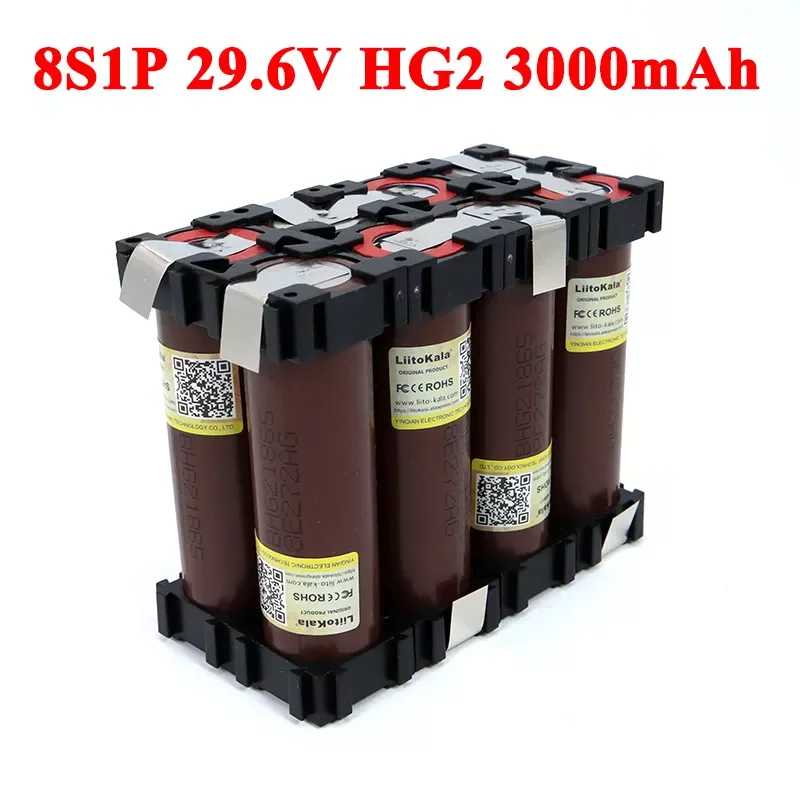 

2023New 8S1P 18650 HG2 3000mAh battery 20 amps 29.6V/30V for Screwdriver Electric hand drill batteries weld battery pack