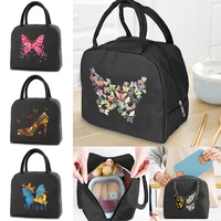portable lunch bag for women insulated canvas cooler tote thermal food children picnic bags lunch bags for work butterfly series