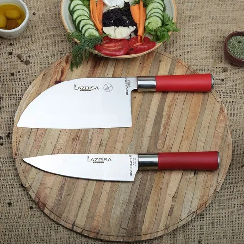 Lazbisa Kitchen Knife Set Meat Bone Vegetable Bread Fruit Chef Red Craft Series (Almazan-Chef No 2) | Дом и сад