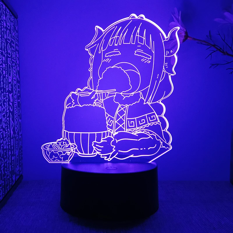 Miss Kobayashi's Dragon Maid kanna kamui 3d Led Lamp For Bedroom Manga Night Lights Anime Figure Room Decor Children's Gift
