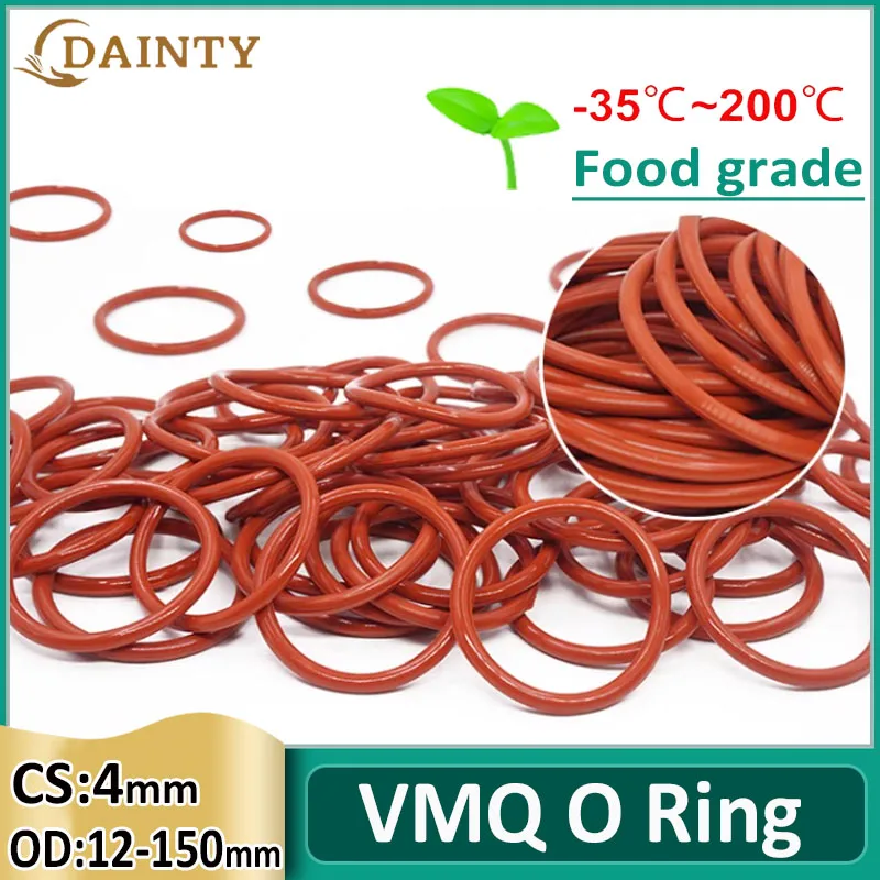

1/2/5/10Pcs Red VMQ O Ring Silicone Rubber Rings CS4mm Waterproof Washer Sealing Gasket OD 12~150mm