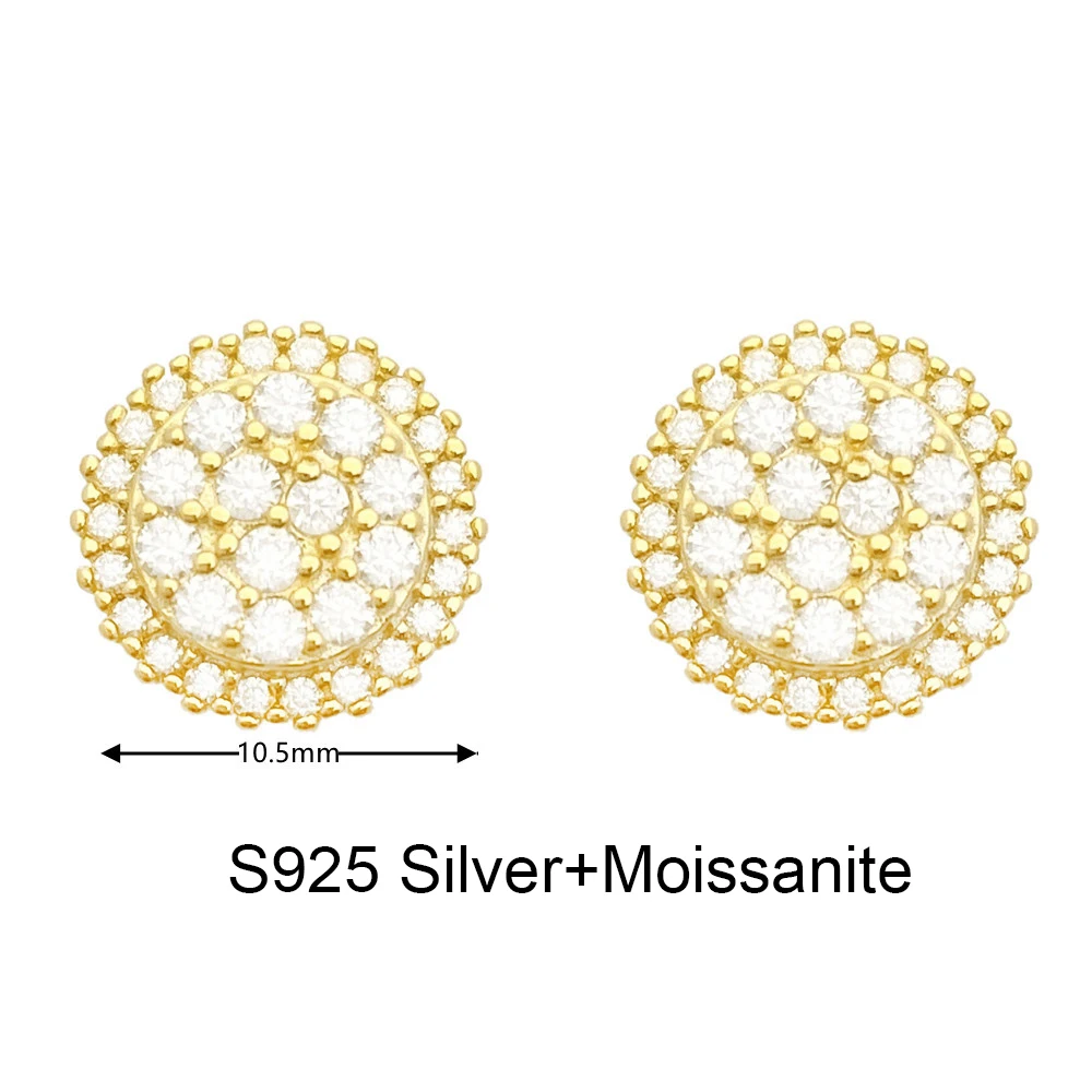 Moissanite Round Earrings For Women S925 Silver Ear Studs Real Diamond Jewelry Pass Tester With GRA Free Shipping