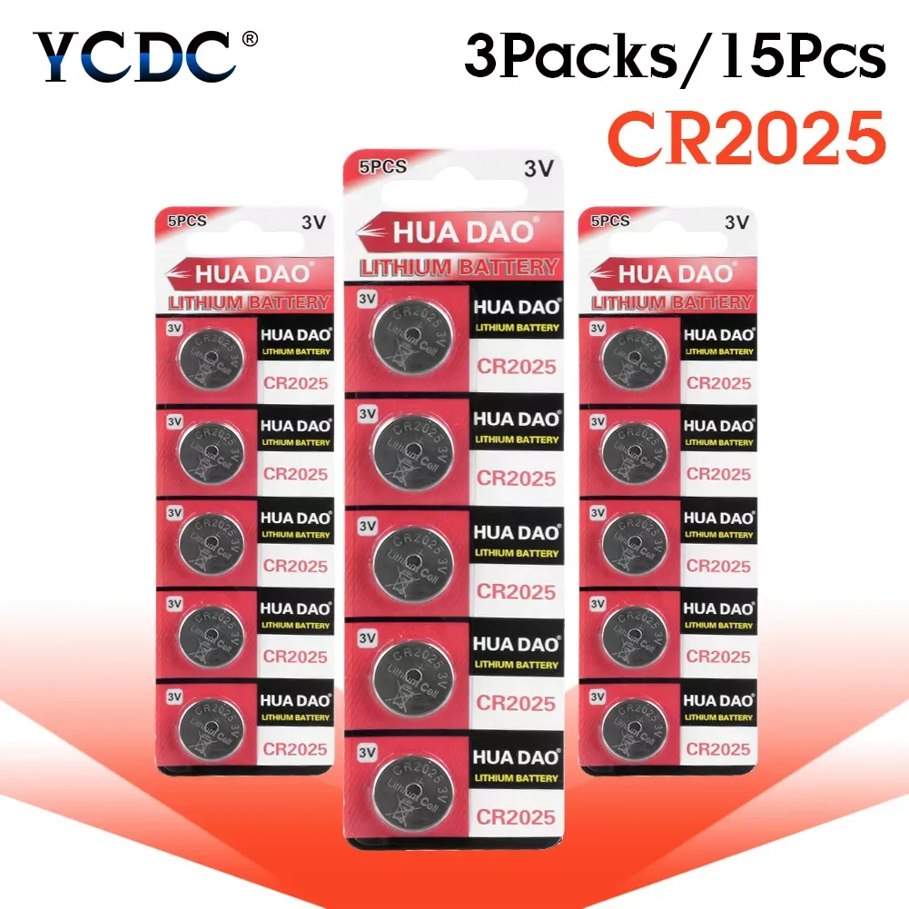 

CR2025 15pcs / pack calculator button battery watch DL2025 BR2025 remote control 3V disposable lithium Cell Coin battery
