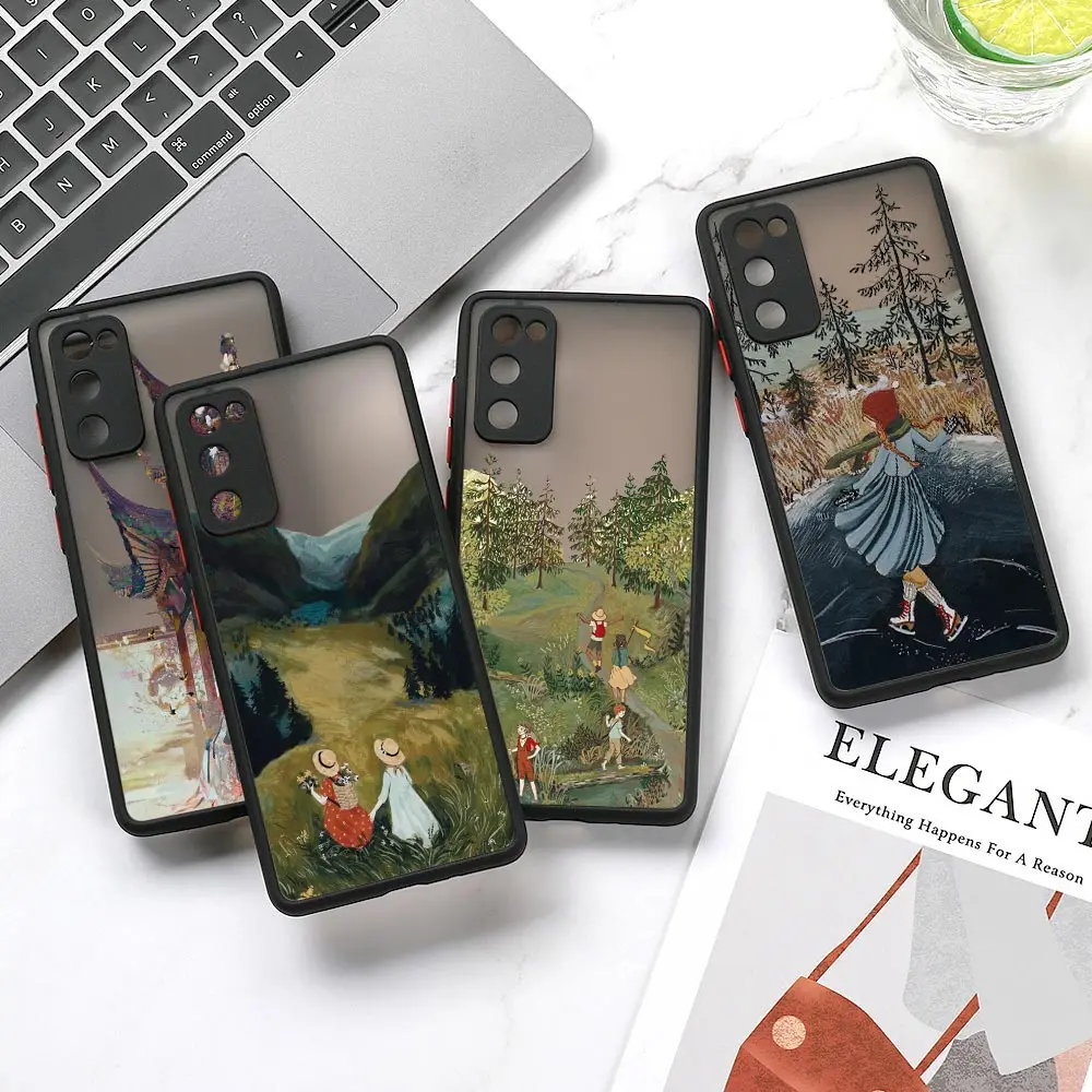 

Cartoon Scenery Girl Mountain Case For Samsung Galaxy M62 M52 M51 M33 M32 M31 M30S M23 M20 M10 Note 20 10 9 8 Ultra Lite Plus 5G