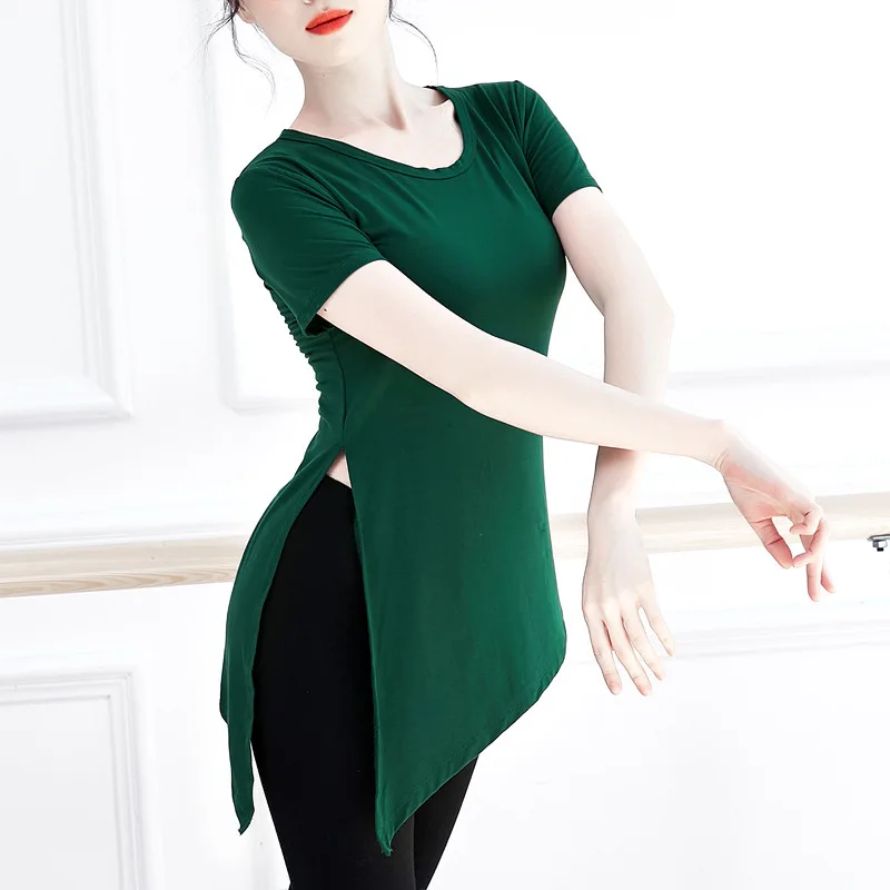 

2022 Newly Spring Fashion Women Elastic Ballet Base Shirts Modal Qualitly High Waist O-neck Blouse Dancing Top