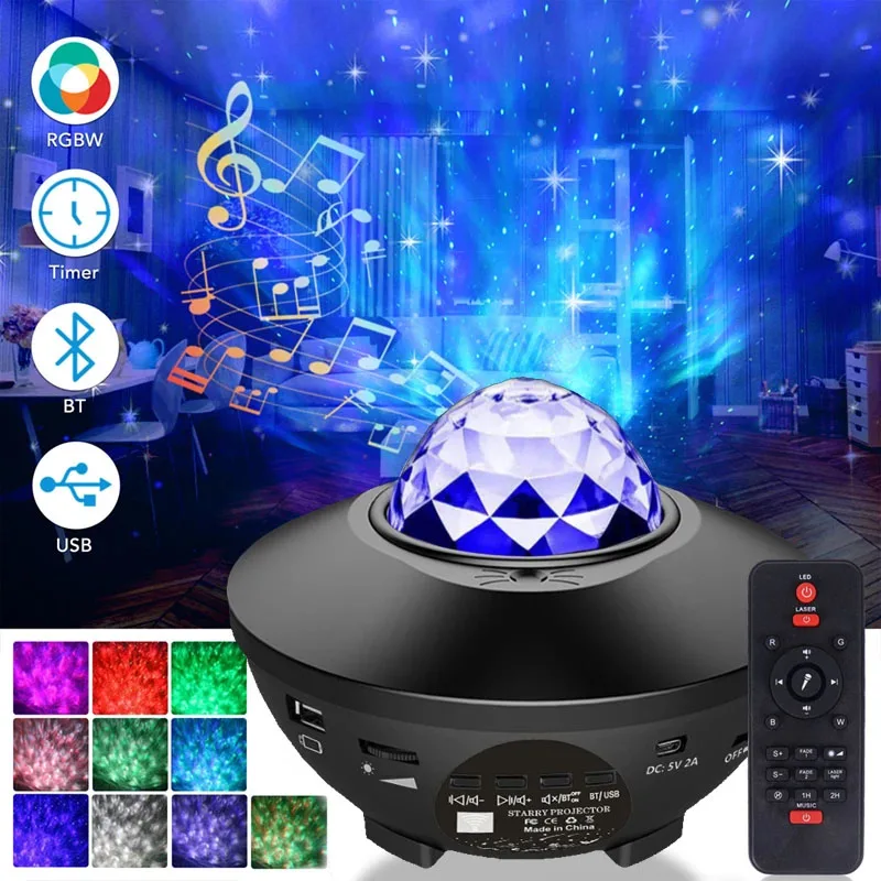 

Starry Projector Galaxy Night Light with Ocean Wave Music Speaker Nebula Cloud Ceiling Lamp for Decoration Birthday Gift PartyZ3