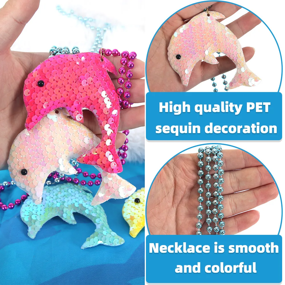 Ожерелье серии Ocean на тему русалки с подвеской в виде дельфина красочная цепочка