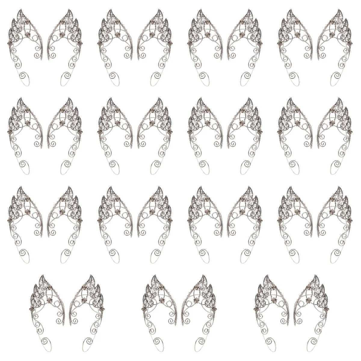 

30 pcs Fairy Leaf Earrings Cuff Non Pearl Flower Earrings Wedding Ear Wrap Bridal Ear Jewelry for Type 2