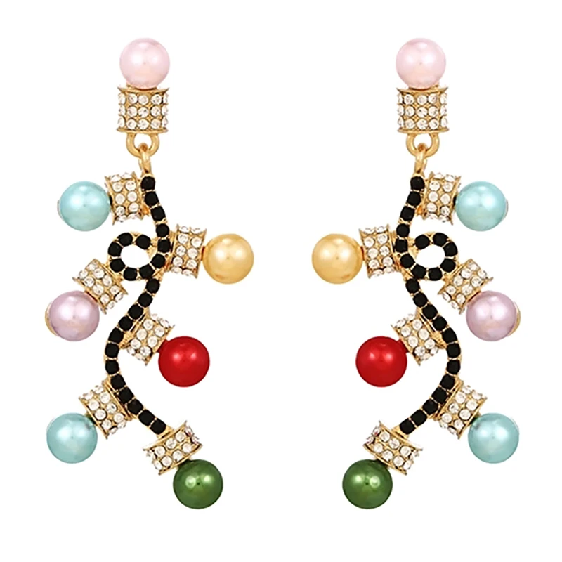 

ZHINI New Design Personality Colorful Imitation Pearls Drop Earrings for Women Luxury Zircon Crystal Statement Earring Jewelry