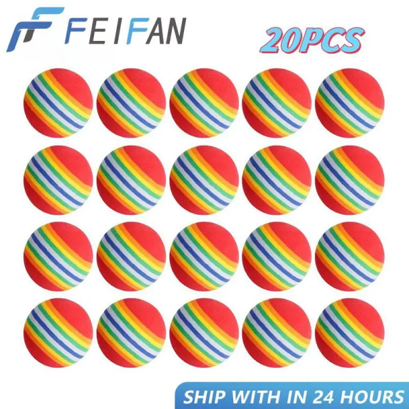 S Color Rainbow Stripe Balls Foam Sponge Plastic Golf Balls For Swing Practice Training Balls 20pcs/bag