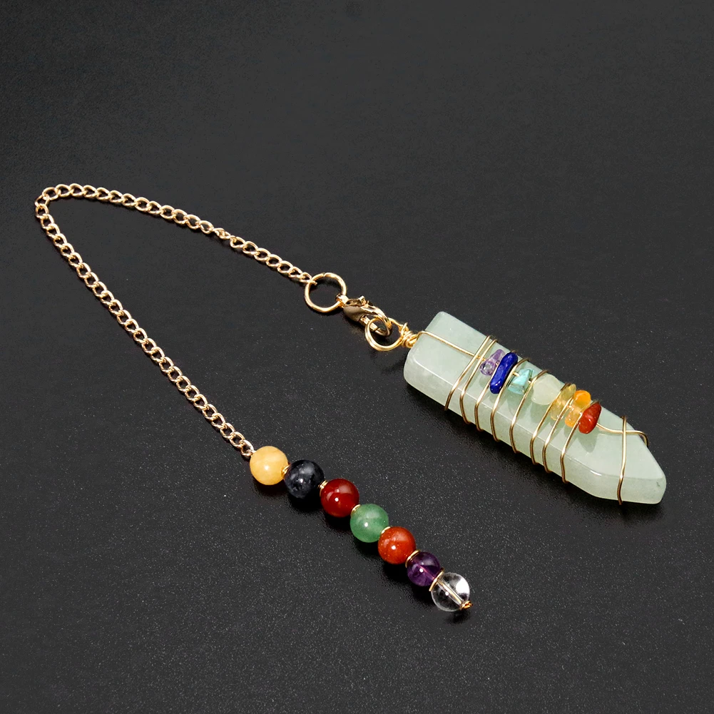 

Natural Chakra Crystal Stones Pendulum for Dowsing Divination Chain Reiki Charm Pendant Quartz Meditation Amulet Healing Pendule