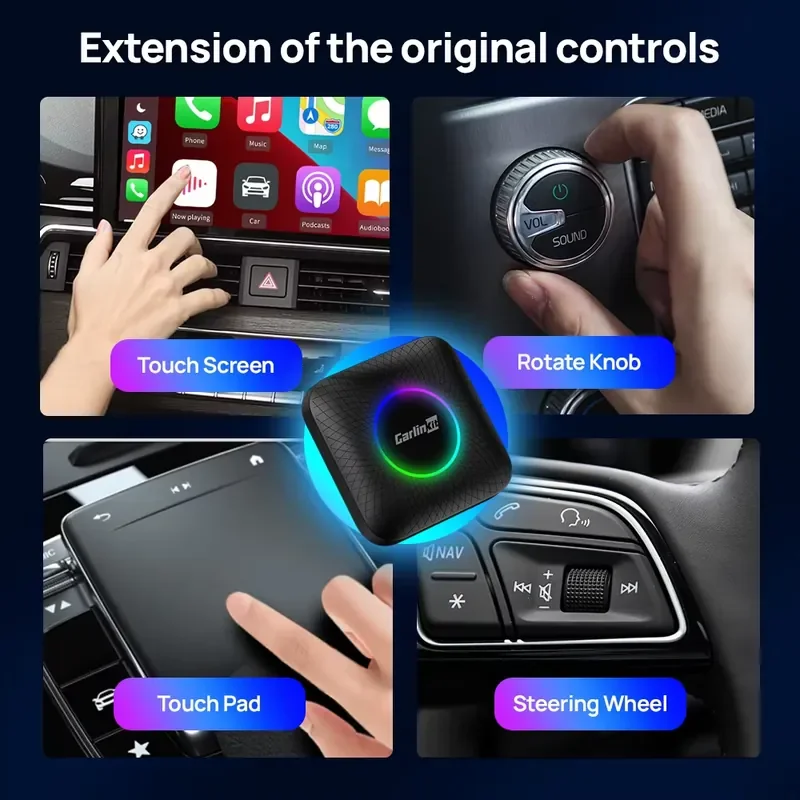 Фото Мультимедийный автомобильный AI-бокс Carlinkit CarPlay на Android 13 Tbox Ambient SMm6225 с беспроводным CarPlay, 8/128 ГБ, Netflix, YouTube, Auto №3