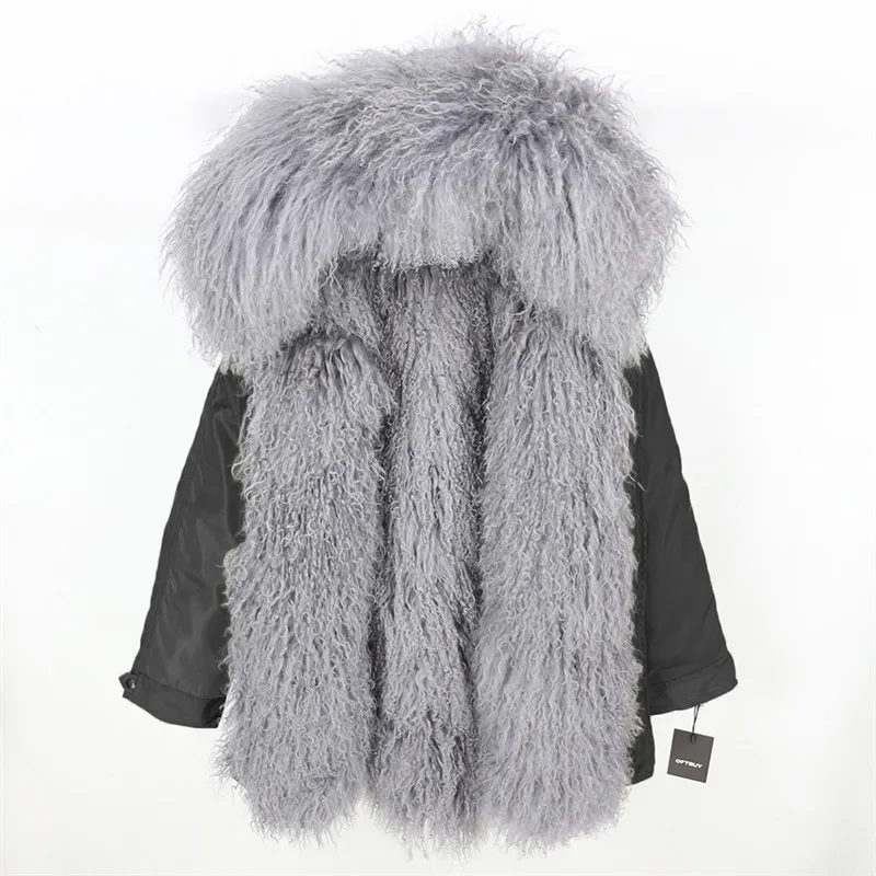 

Aoottii 2022 Long Parka Winter Jacket Women Real Fur Coat Natural Mongolia Sheep Fur Thick Warm Parkas Hood Plus Size Streetwear