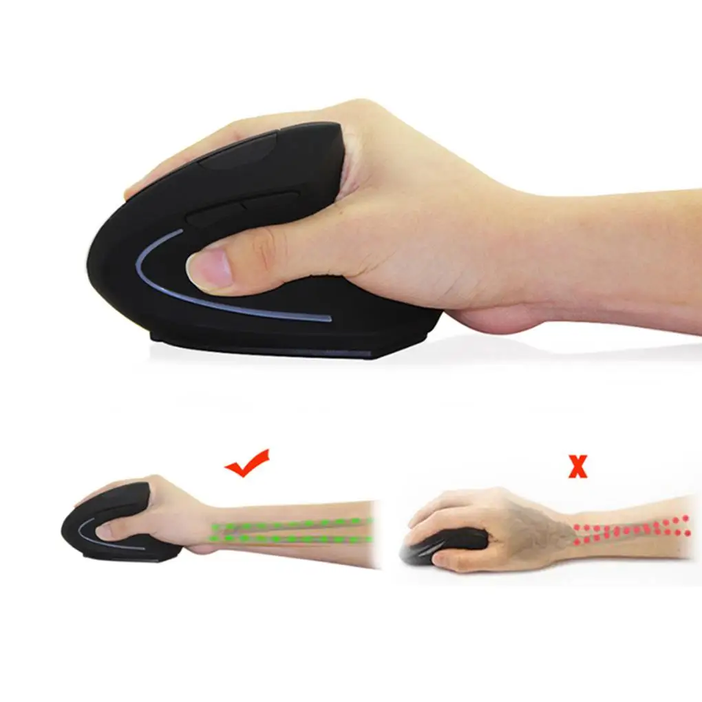 

Вертикальная беспроводная мышь с USB-приемником, регулируемая Беспроводная игровая мышь 1600DPI, портативная эргономичная офисная мышь, настол...