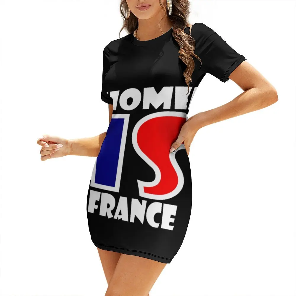 Экзотическое французское платье с французским флагом 10 коротким рукавом