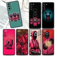 cute squid game tv 456 phone case for samsung galaxy s20 s21 fe s10 s9 s8 s22 plus ultra 5g 4g s10e lite case black soft cover