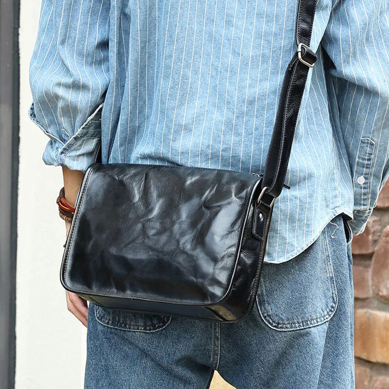 

Мужская сумка через плечо AETOO, саквояж на одно плечо из растительного дубления, кожаный мессенджер, вместительный чемоданчик кросс-боди