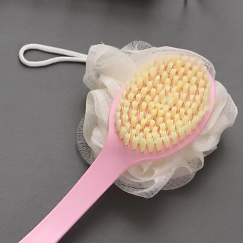 

Soft Hair Massage Bath Brush Long Handle Back Rub Brush 2 In 1 Bath Brush with Bath Ball Bath Brush Double Side Scrub Brush