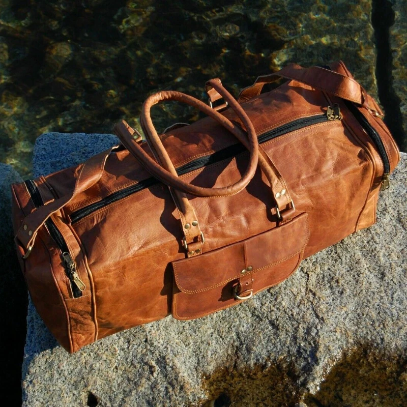 Travel Tote Vintage Leather Duffle Travel New Gym Luggage Genuine Overnight Men Duffel