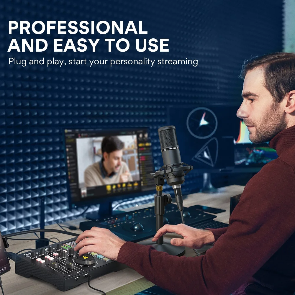 Аудиоинтерфейс MAONOCASTER AM100 K2 звуковая карта универсальный комплект с