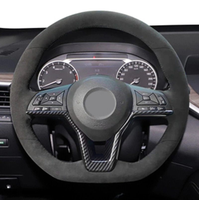 

Чехол рулевого колеса автомобиля замшевое углеродное волокно для Nissan X-Trail Qashqai March Serene Micra Kicks 2017-2019 Altima Teana 2019