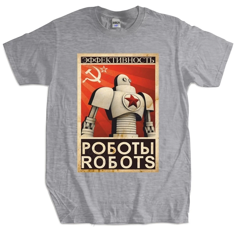 

New fashion t-shirt cotton tees CCCP PROPAGANDA ROBOT POSTER T SHIRTS USSR Russia Russian Soviet HAMMER Cotton T-shirt