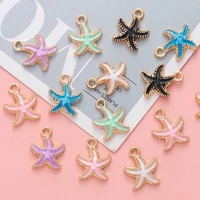 10pcslot pearlescent starfish pentagram enamel charms alloy jewelry accessories rubber band earrings dripping oil pendant