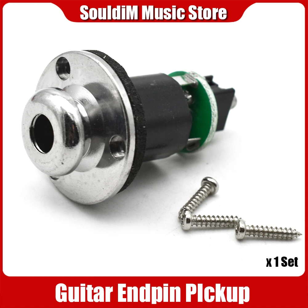 

Round Guitar Equalizer Pickup Guitar Einpin Jack Pickup EQ 6.35 Endpin Output Socket with Strap Lock Chrome